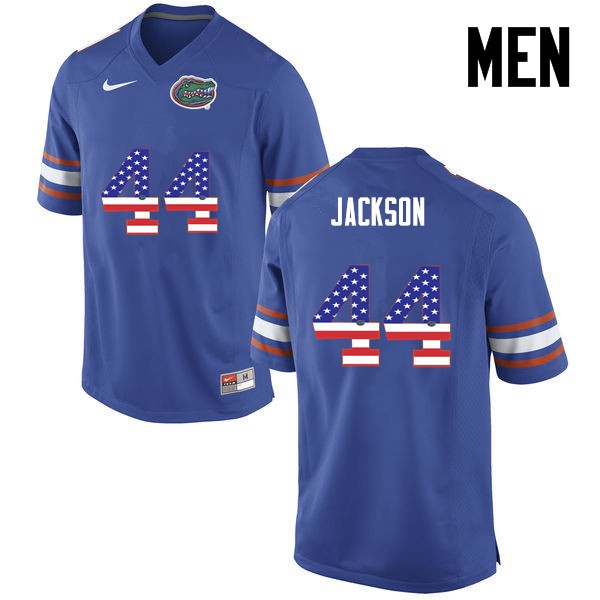 Florida Gators Men #44 Rayshad Jackson College Football USA Flag Fashion Blue